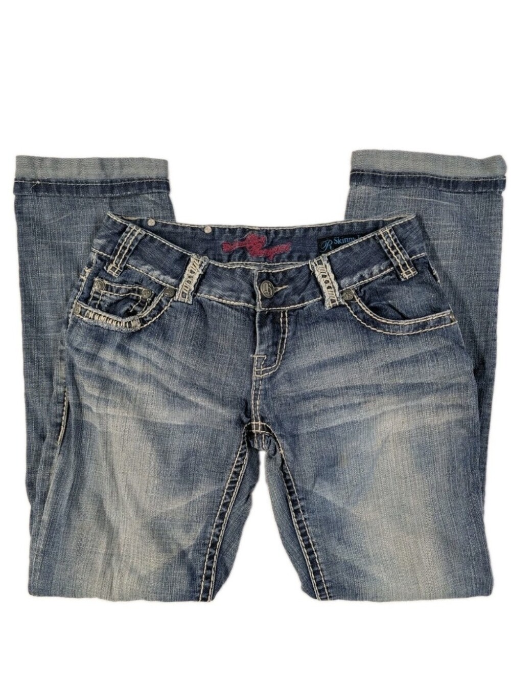 Rock & Roll Cowgirl Skinny Jeans Womens 27x32 Thick Stitch W0S2233